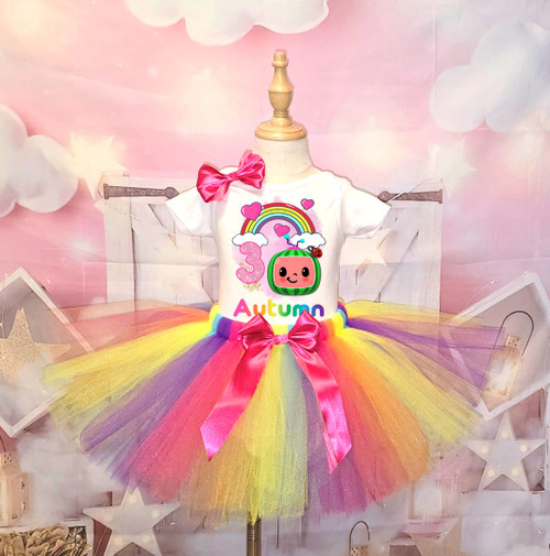 CoComelon TV Girls Birthday Party Personalized Custom Tutu Outfit Dress 3 Piece Set CoComelon TV Girls Birthday Party Personalized Custom Tutu Outfit Dress 3 Piece Set