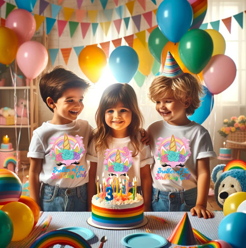 Unicorn Face Birthday Party Personalized Custom Family White Shirt Pack Unicorn Face Birthday Party Personalized Custom Family White Shirt Pack