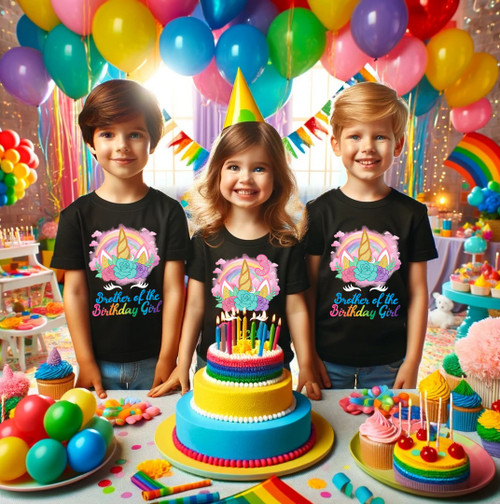 Unicorn Face Birthday Party Personalized Custom Family Black Shirt Pack Unicorn Face Birthday Party Personalized Custom Family Black Shirt Pack