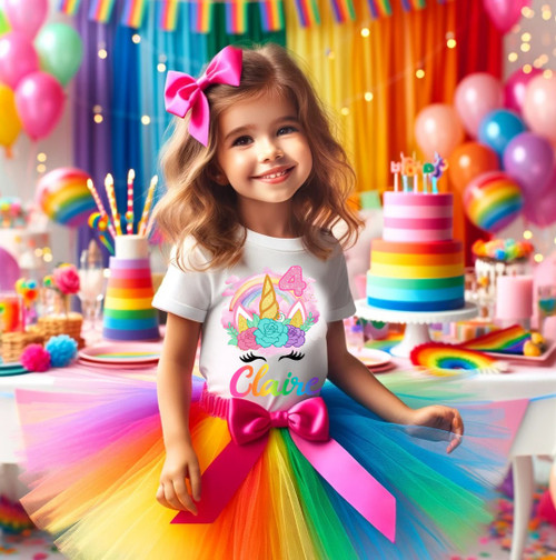 Unicorn Face Birthday Party Personalized Custom Tutu Outfit Dress 3 Piece Set Unicorn Face Birthday Party Personalized Custom Tutu Outfit Dress 3 Piece Set