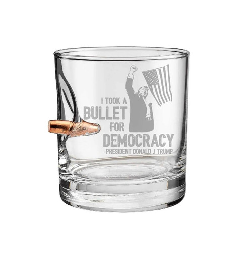 Mug "Bullet for Democracy" - Trump Bullet Glass Cup - 11oz Mug "Bullet for Democracy" - Trump Bullet Glass Cup - 11oz