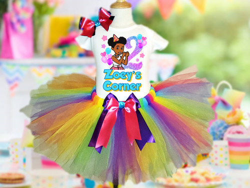 Gracie's Corner Birthday Party Personalized Custom Rainbow Tutu Outfit Dress 3 Piece Set Gracie's Corner Birthday Party Personalized Custom Rainbow Tutu Outfit Dress 3 Piece Set